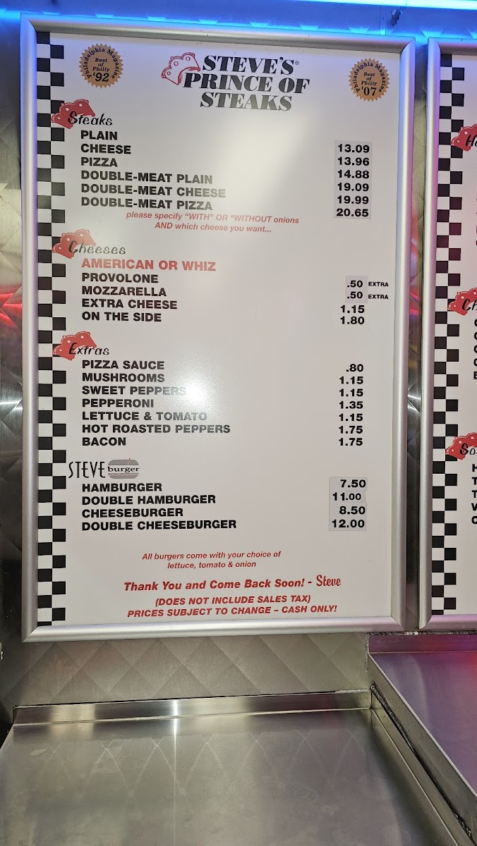 Steve's Prince of Steaks Menu - Image 5